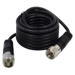 12' CB Antenna Coax Cable w/PL-259 Connectors Black RP-12CC