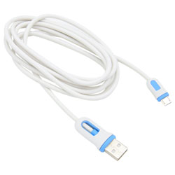 6 Foot Micro to USB Charge & Sync Cable  White/Blue MBS06107