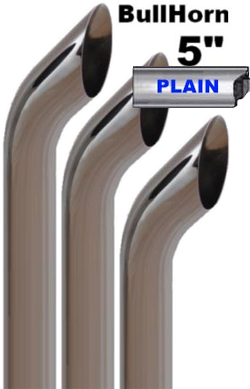 5 Inches Chrome Stacks Bull Horn Cut-Plain 18in 60501