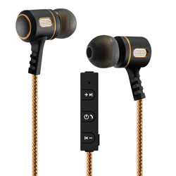 Bluetooth (R) Wireless Metal Earbuds with In-Line Mic  Gold/Grap
