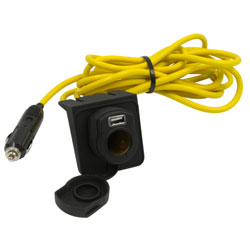 12' Extension Cord w/12-Volt Socket & USB Port 305203ECUSB