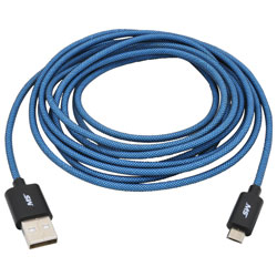 9 Foot Micro to USB Charge & Sync Fishnet Cable  Blue/Black MBS0