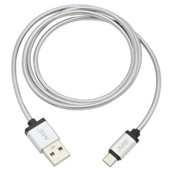3 Micro to USB Charge & Sync Metal Cable  Silver MBS06177