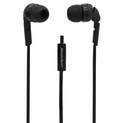 Stereo Earbuds with Flat Cord & In-Line Mic  Black MBS10111