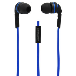 Stereo Earbuds with Flat Cord & In-Line Mic  Blue/Black MBS10113