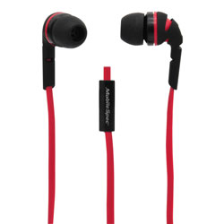 Stereo Earbuds with Flat Cord & In-Line Mic  Red/Black MBS10112