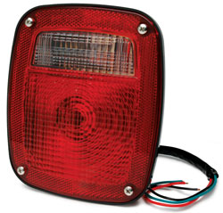 6.75x5.75 Tail Light Assembly w/Replaceable Bulb  Red/Clear RP-5