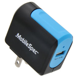 AC Single 2.4A USB Charger  Black/Blue MBS01201